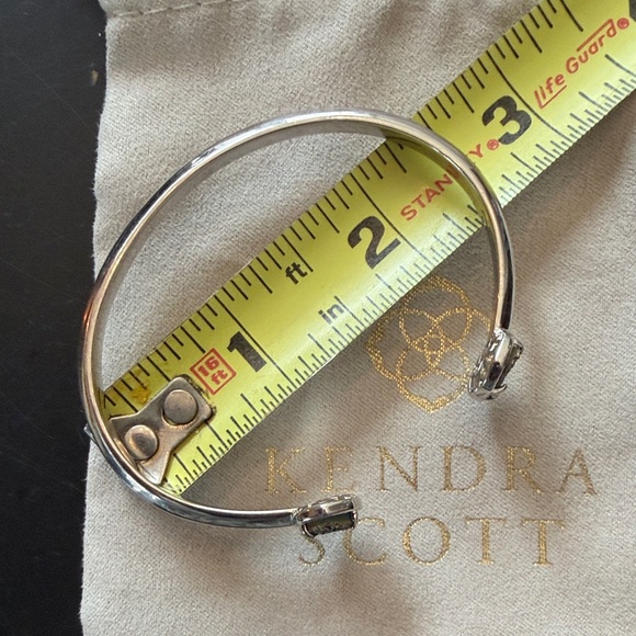 Kendra Scott Elton Silver Rhodium Cuff Bracelet Platinum Drusy - Picture 5 of 6